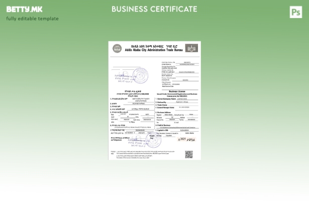 Модерен стил Етиопија Адис Абеба деловна лиценца за шаблон за Word и PDF